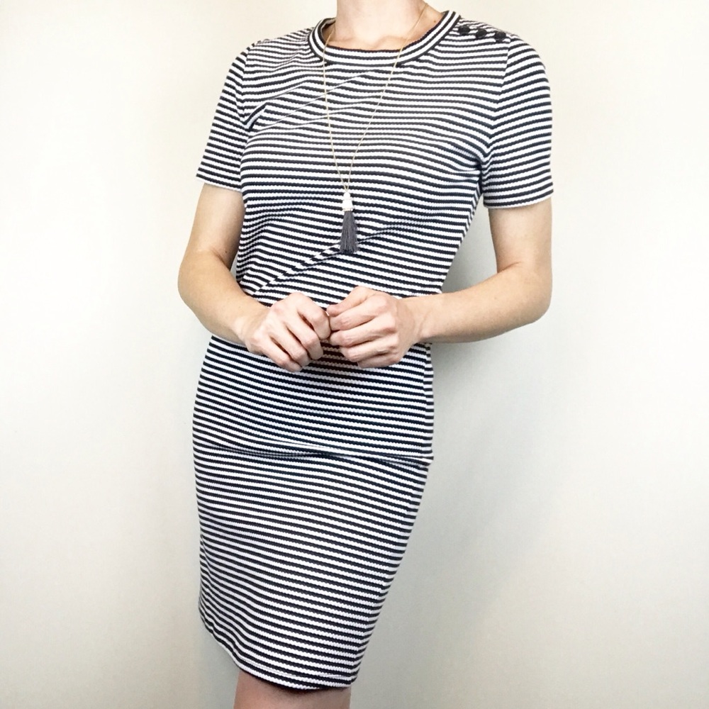J. Crew Factory Short Sleeve Structured Knit Dress